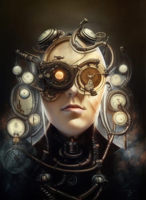 FREAKY STEAMPUNK WIZARD SELFIE AI Generated Artwork NightCafe Creator