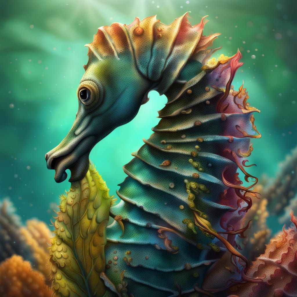 Colourful sea horse - AI Generated Artwork - NightCafe Creator