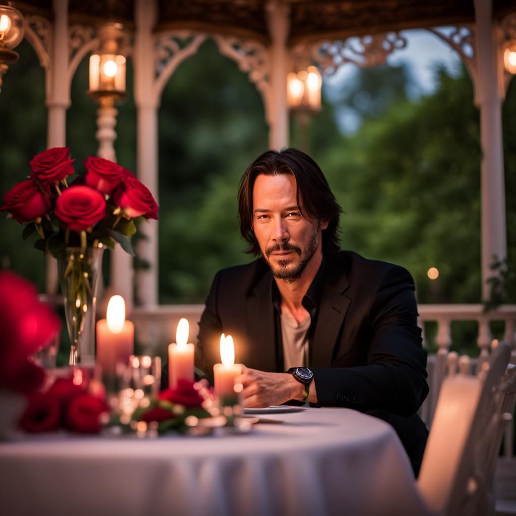 Won candle lit dinner with Keanu Reeves  in beautiful gazebo...