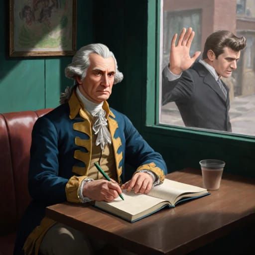 "James Dean grüsst G. Washington"