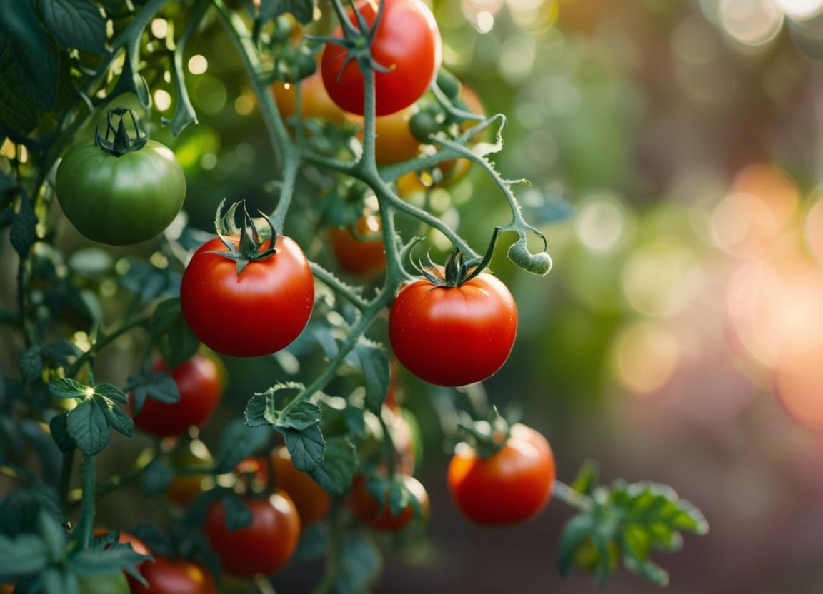 Perfectly rip tomatoes in plant.