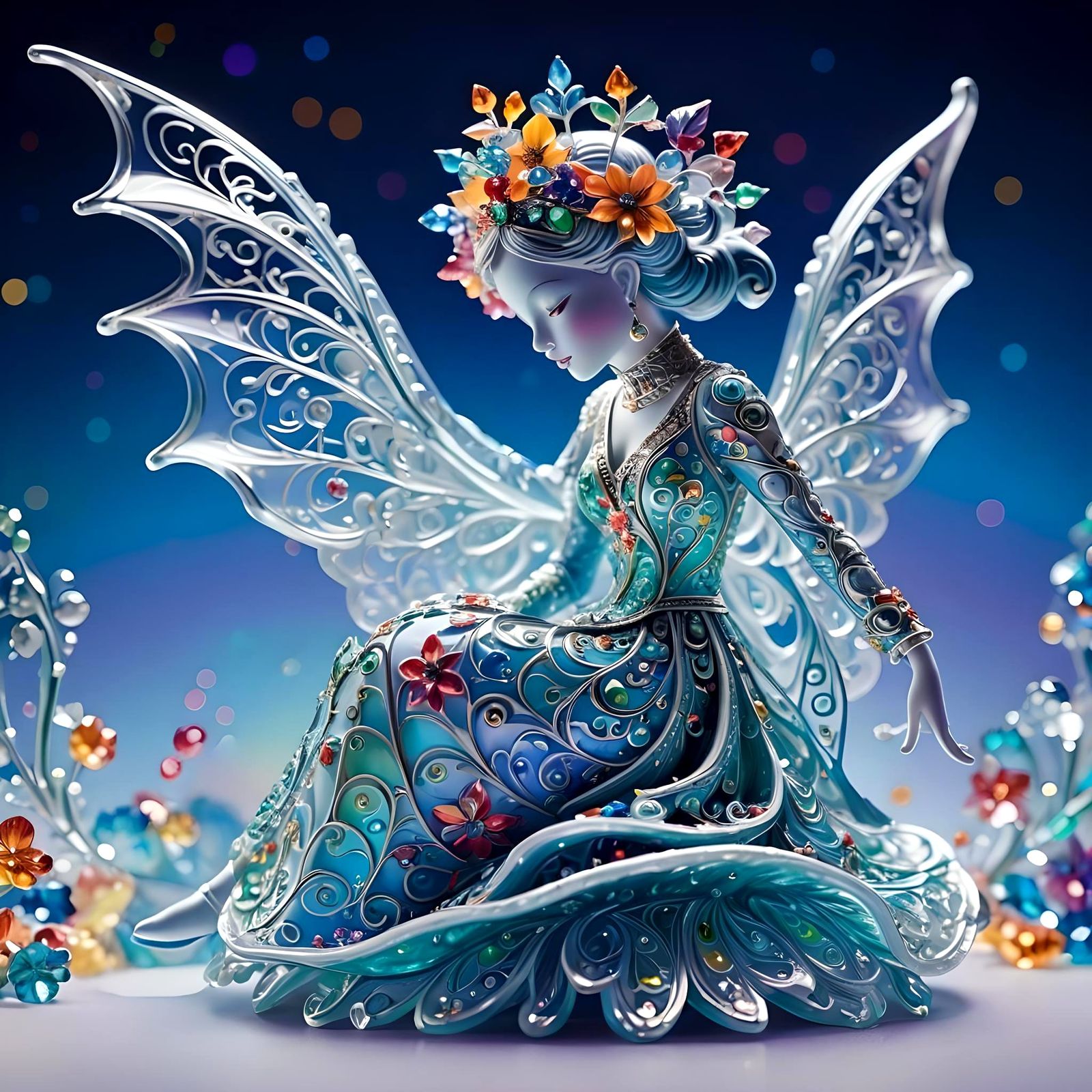 Enameled Filigree Glass Figurine of Beautiful Fairy  by @Jane77755