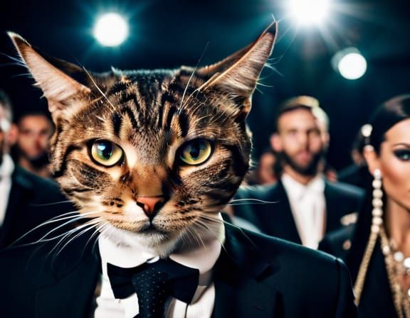 fancy cat juror at a fashion show.