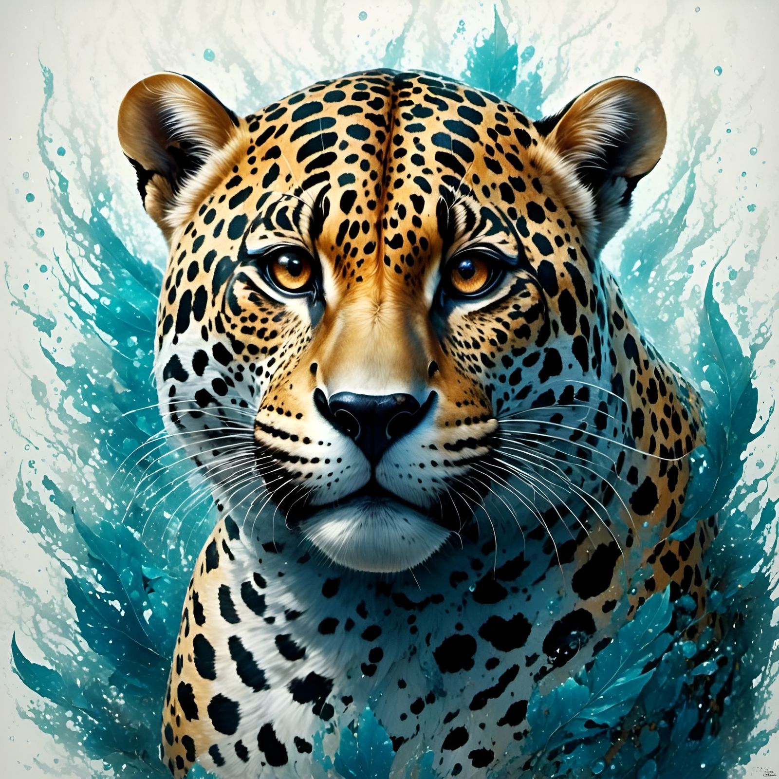 Jaguar Water Color Splash Art