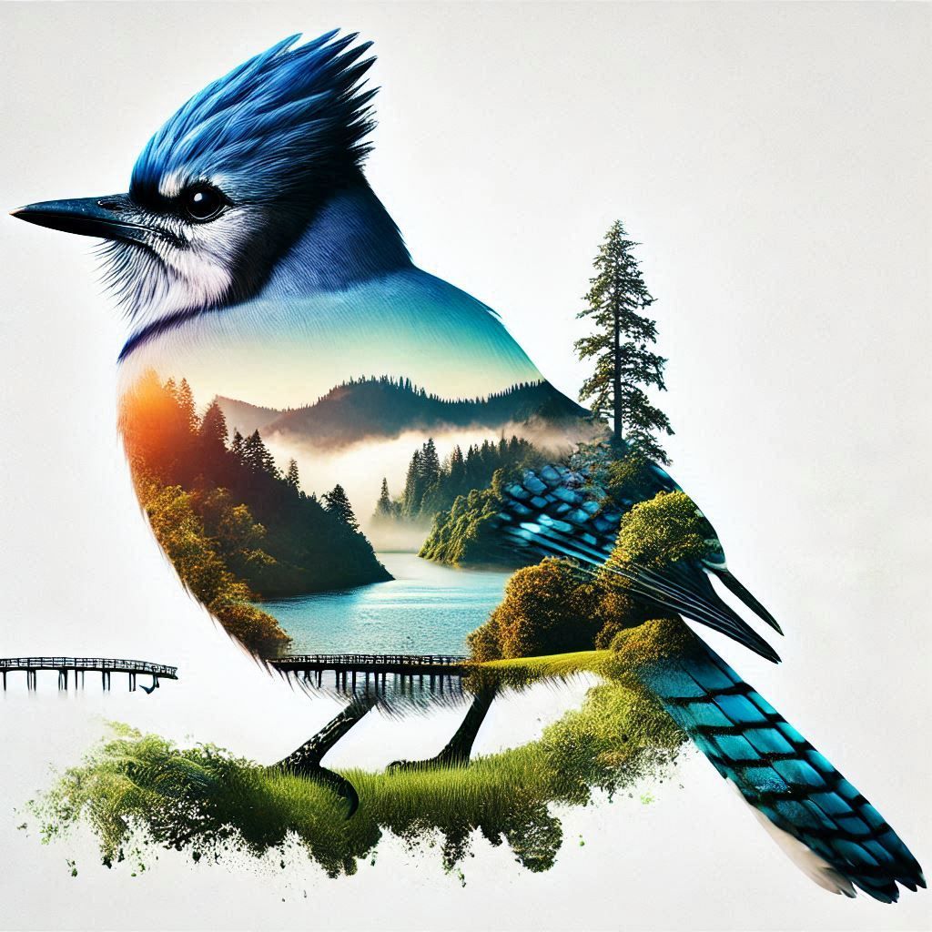 double exposure beautiful fantasy DALL-E 3 portrait landscape..