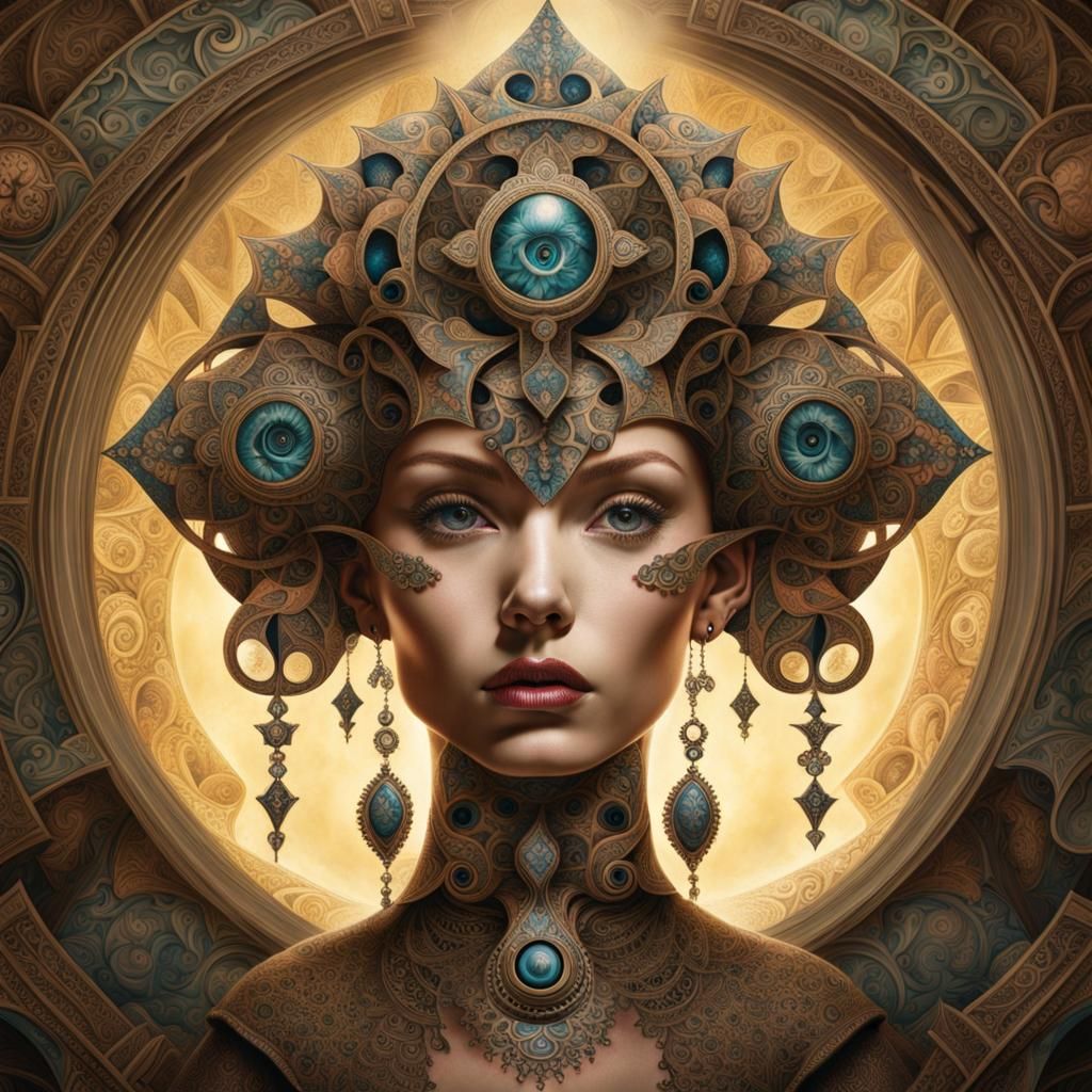 Tattoo Fused Humanoid Fractal Face