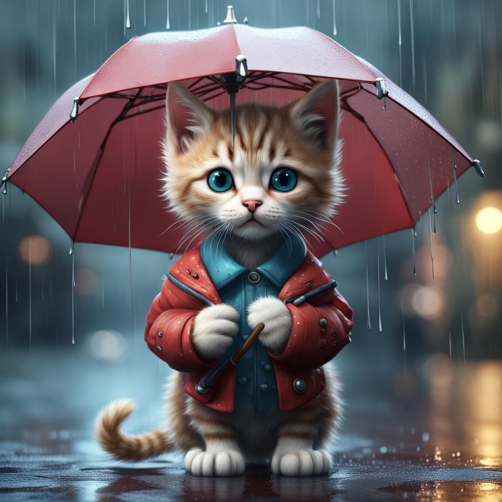 A cute little kitten in the rain  by @Alia-ChaLing