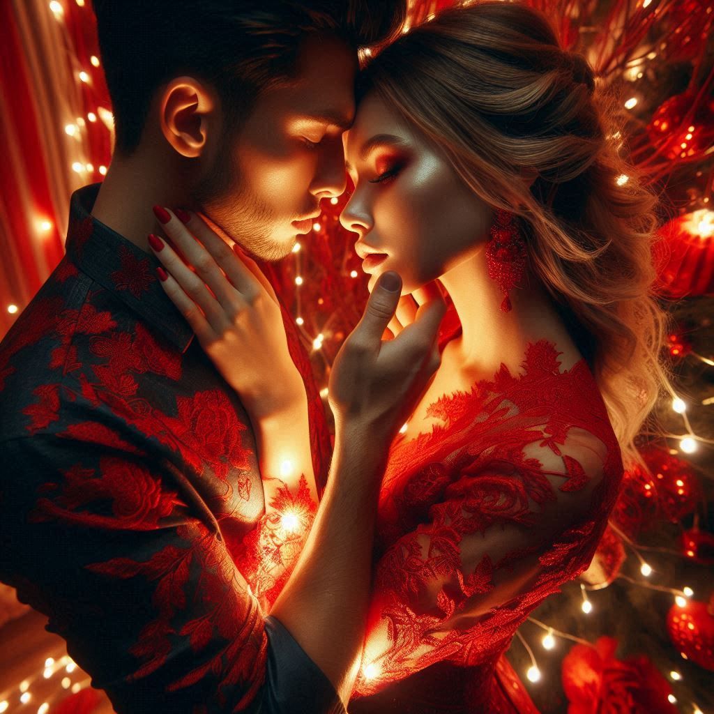 Couple in red