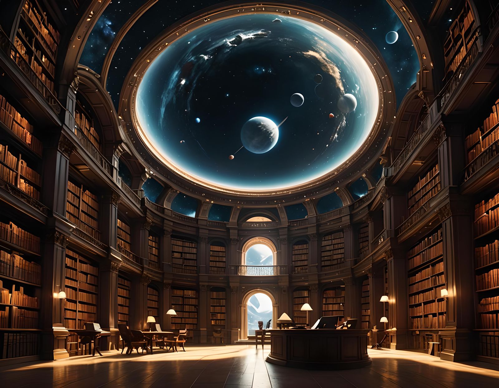 Grandiose Library with a view  by @dma