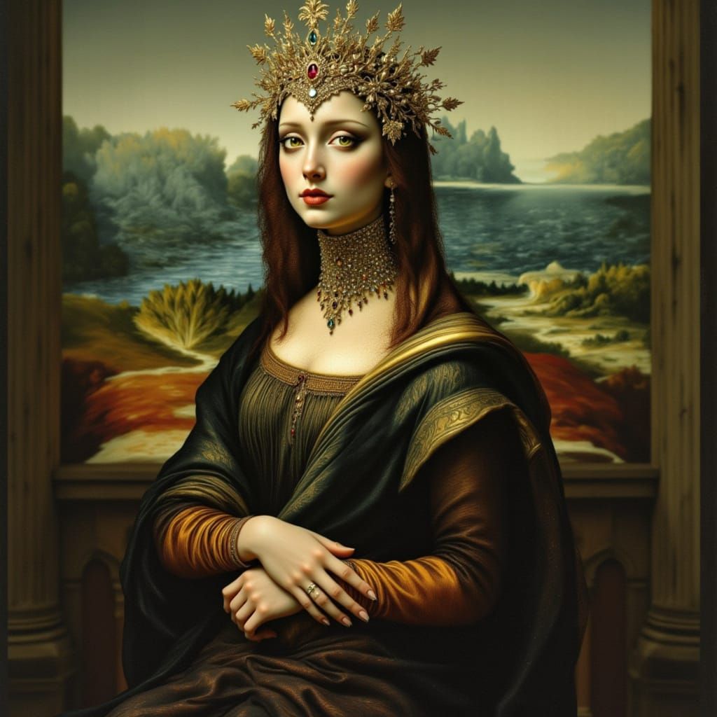 Mona Lisa <lora:Gothic Nouveau:1.0>