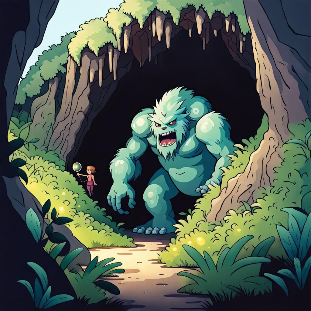 Undiscovered Overgrown Cave with giant monster 