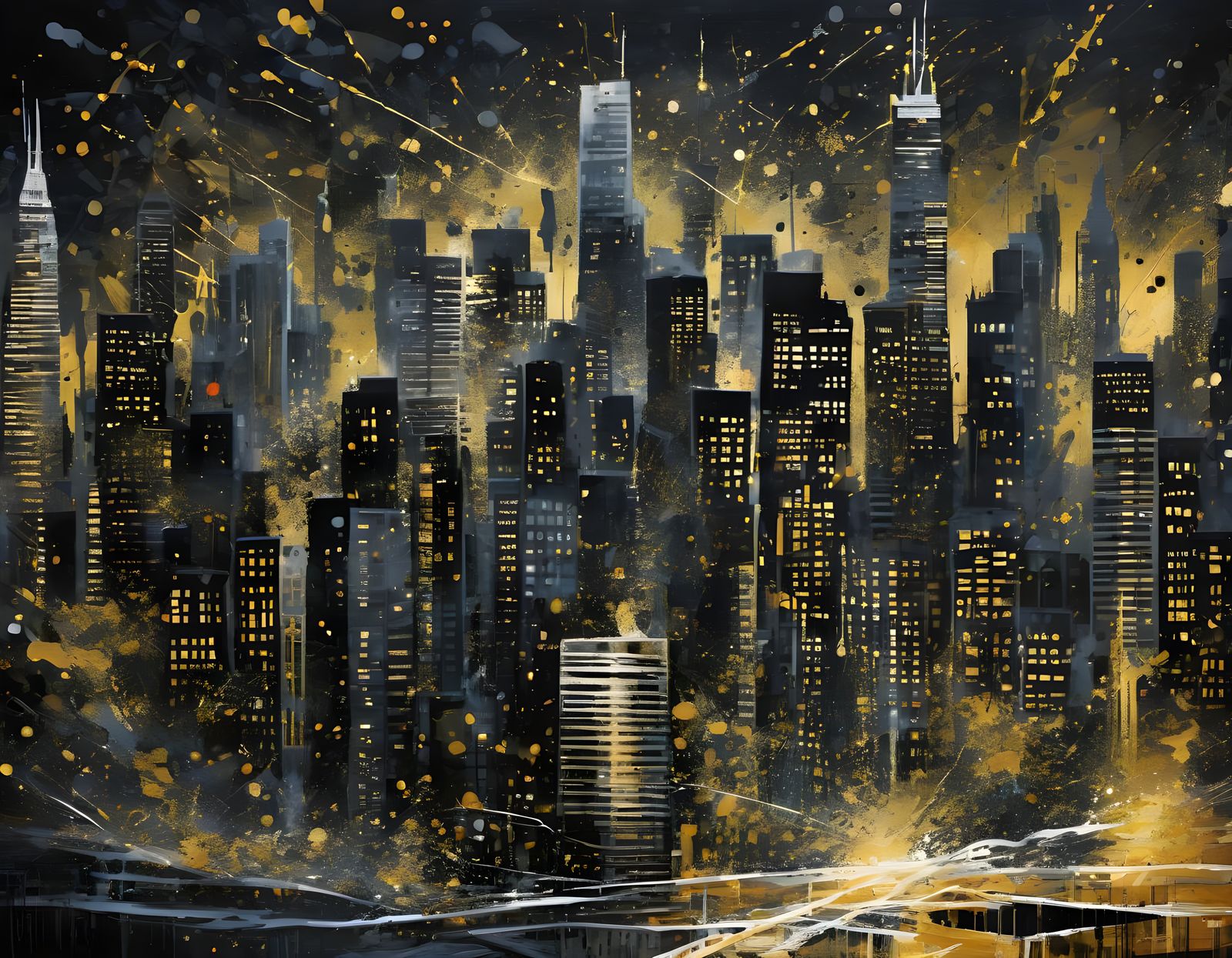 Cityscape Splattered in Gold  by @KBunny001