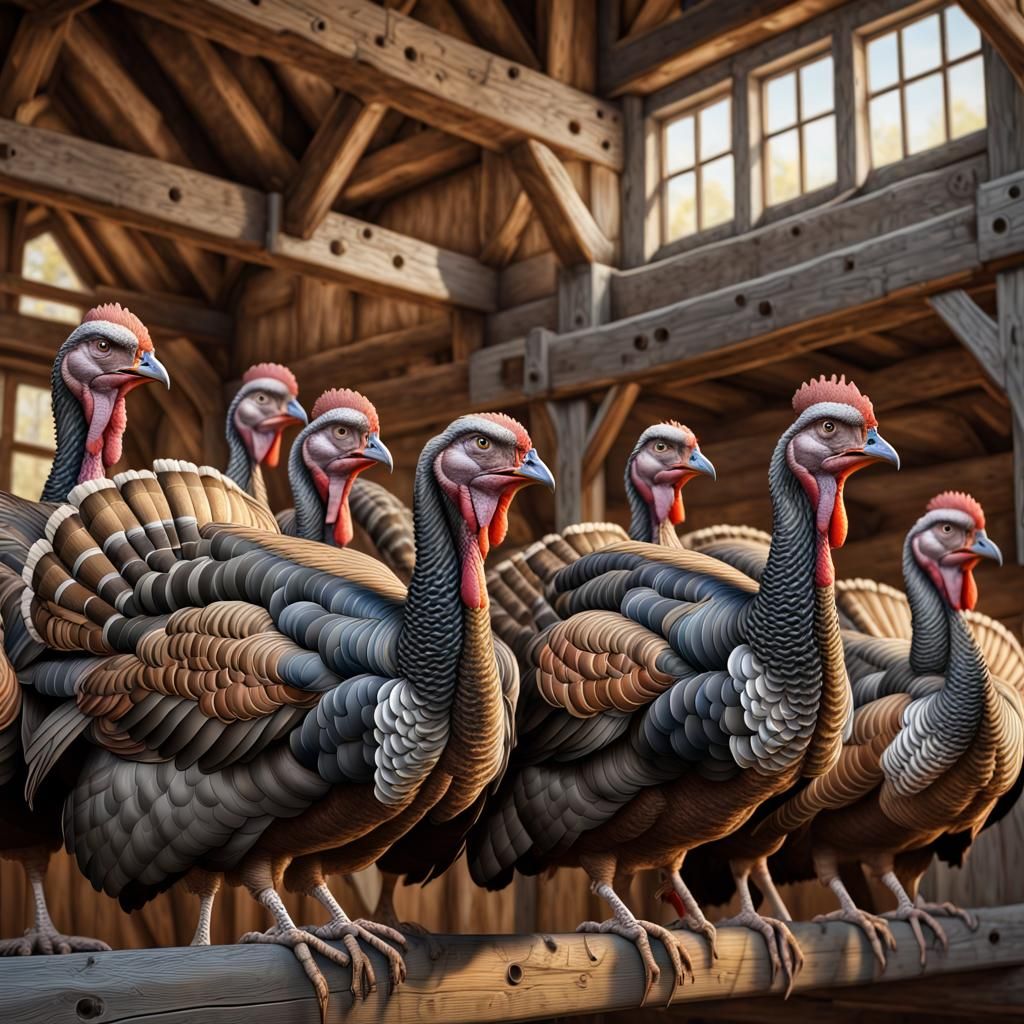 Collective Nouns A Rafter of Turkeys AI Generated Artwork