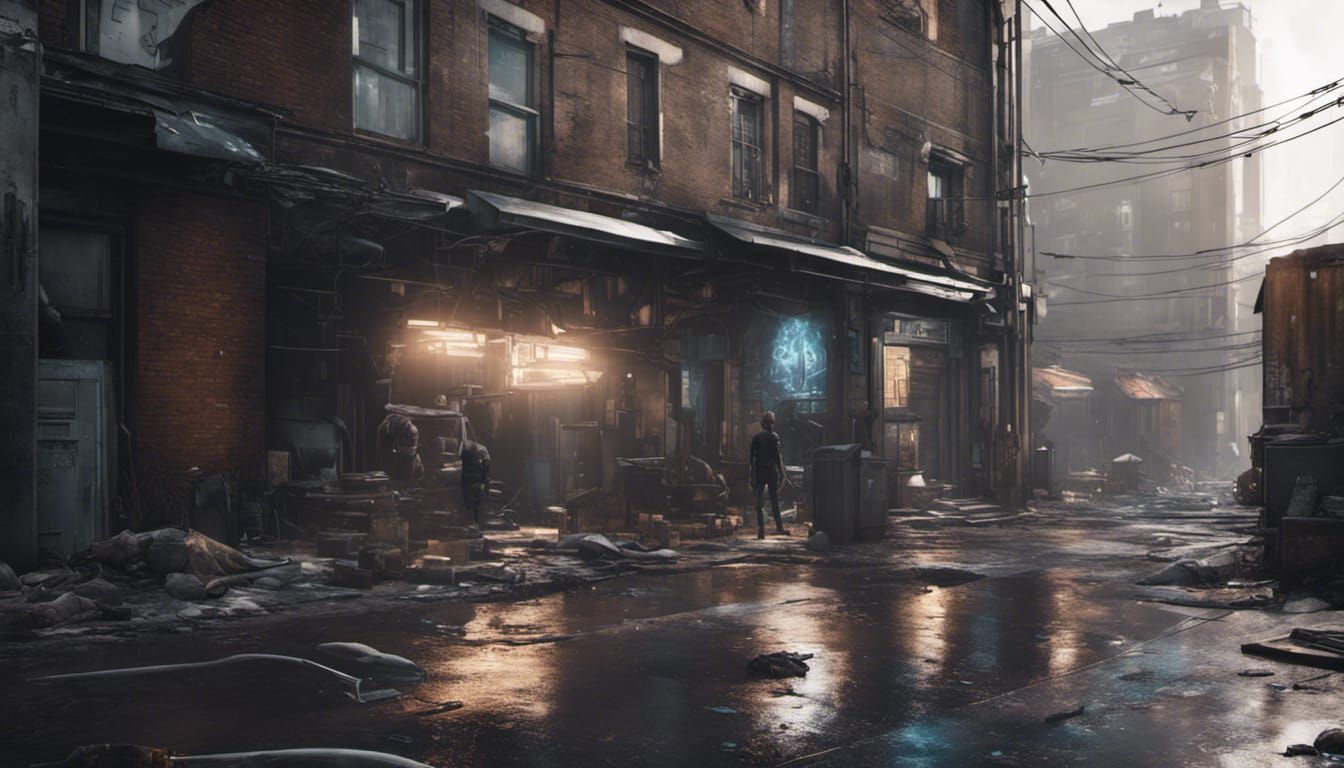 futuristic urban london ghetto with ill people detroit become human ...