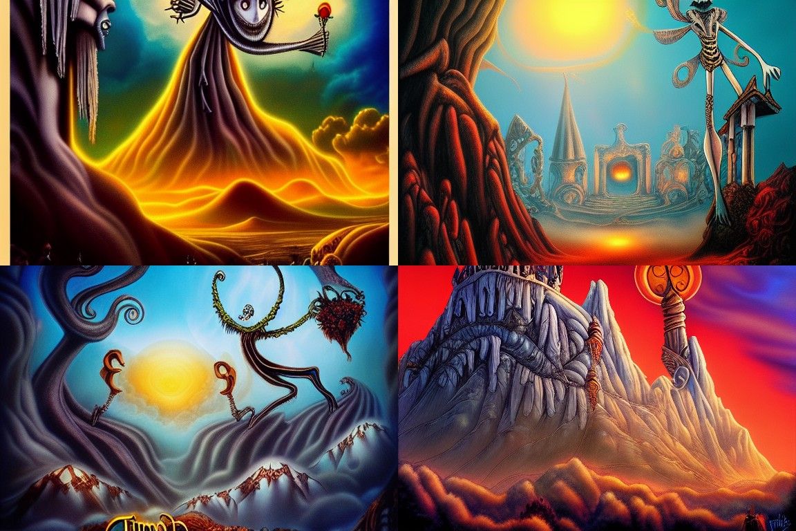 Mount Olympus at dawn Tim Burton movie poster airbrush art f...