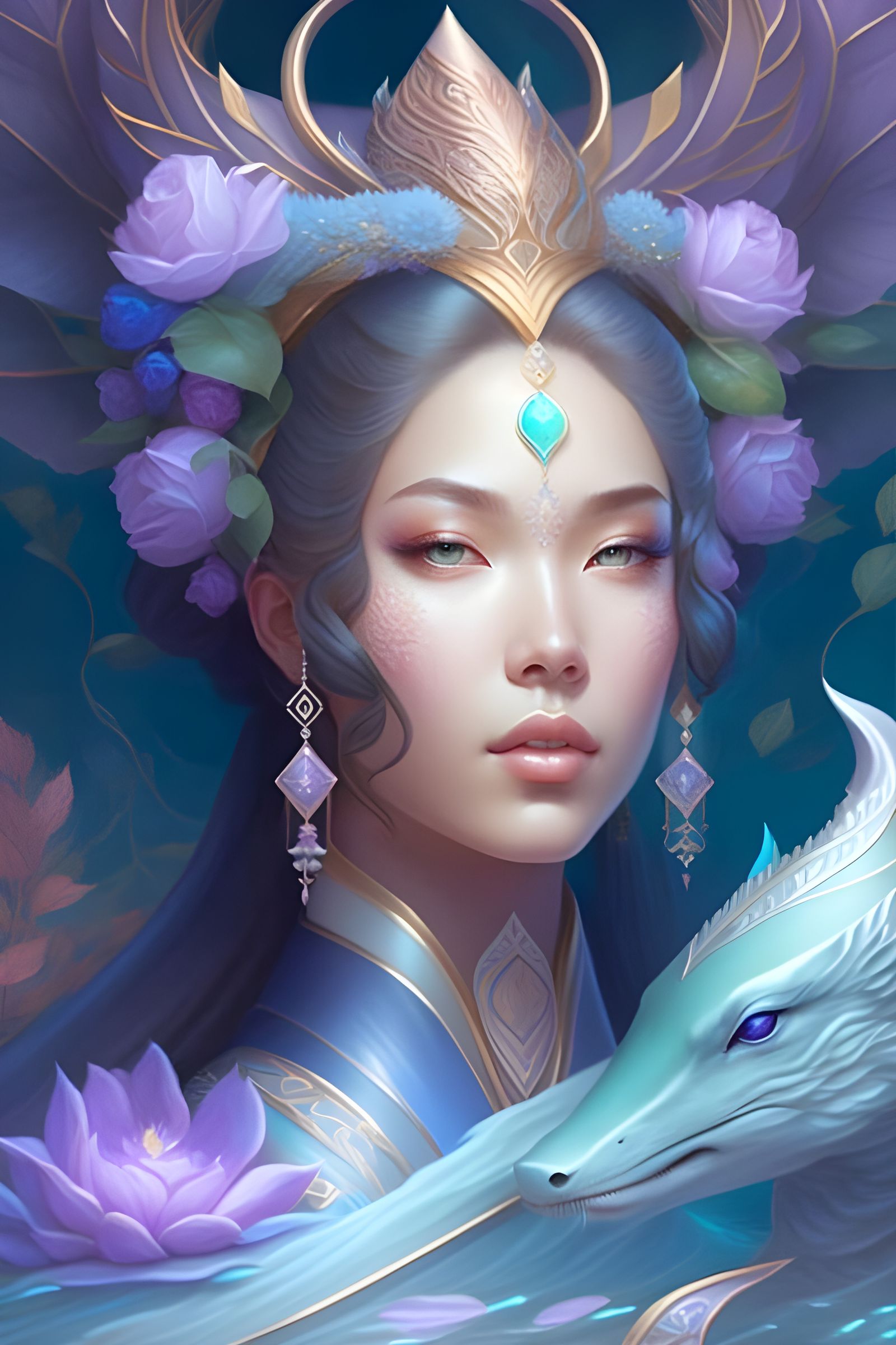 Water dragon goddess (evolved) (1) AI Generated Artwork NightCafe