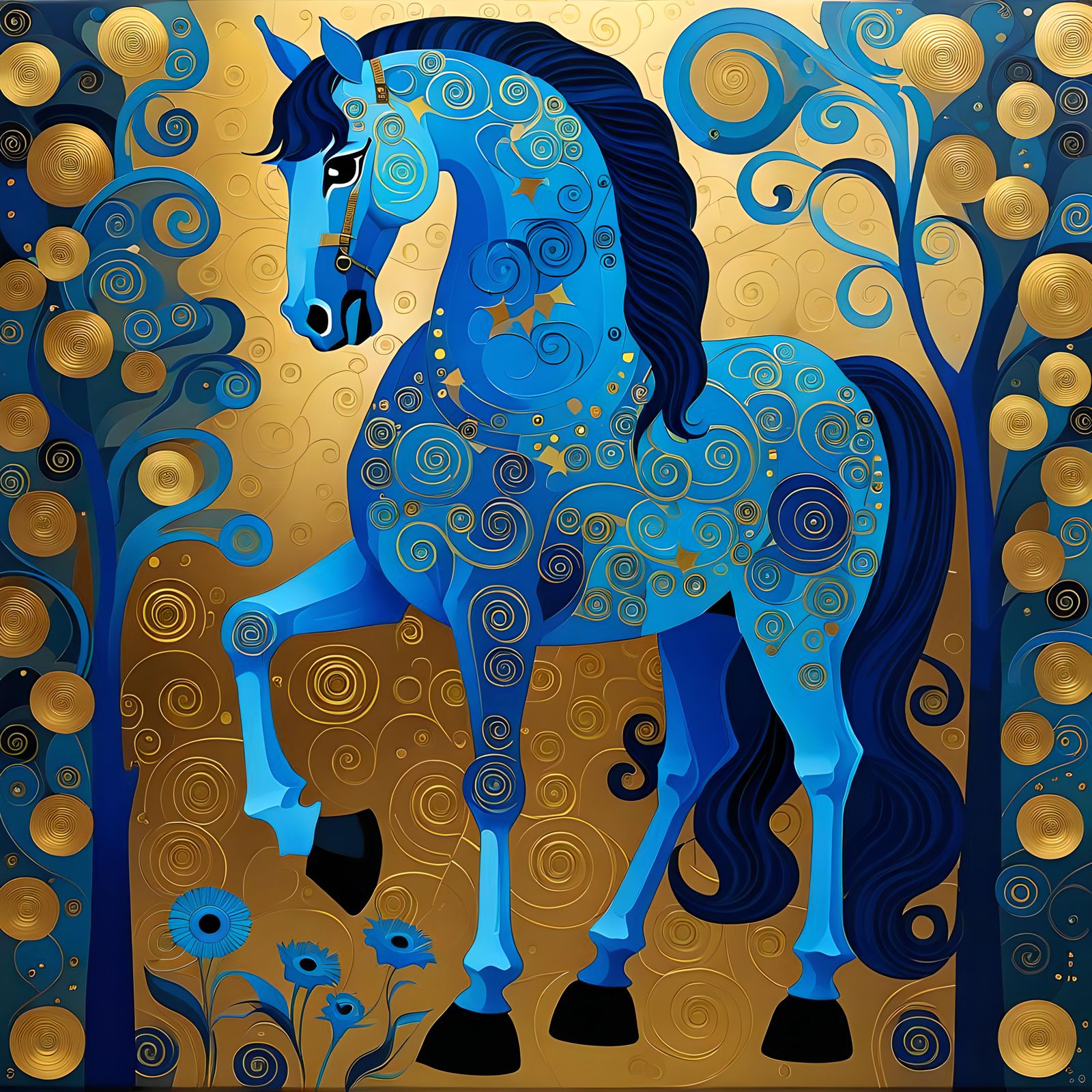 Blue Horse by Klimt