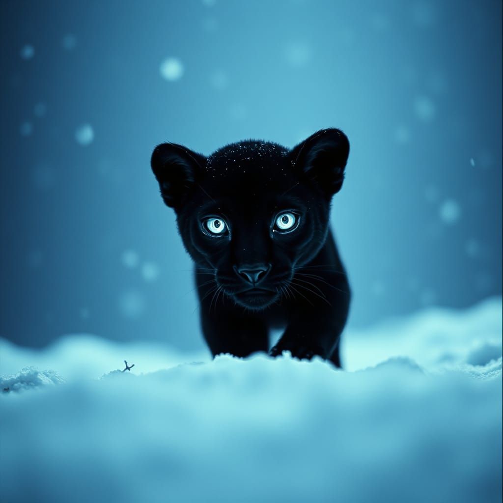 Undead Black Panther in Winter Scene