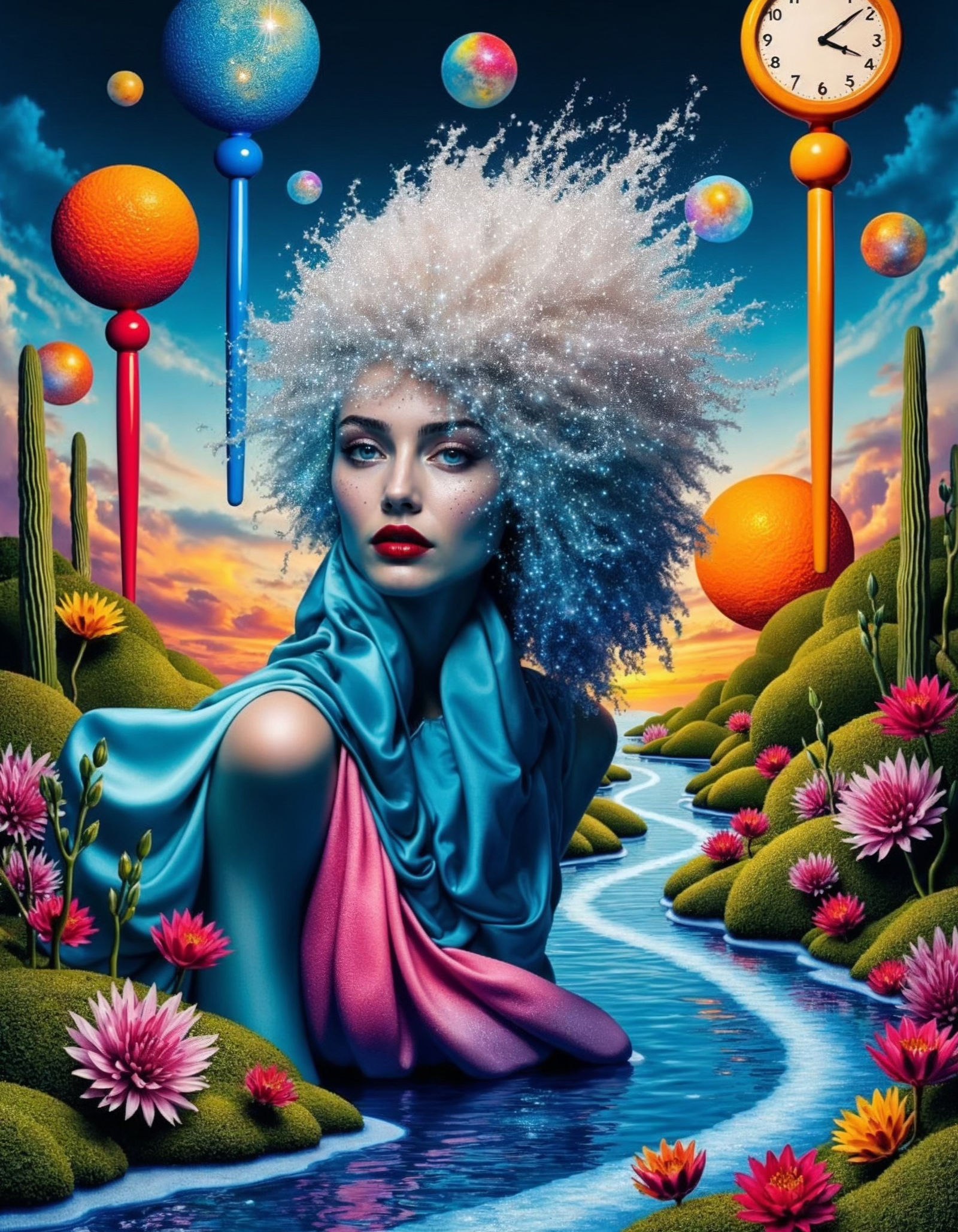 Surreal Oasis: The Time Keeper's Garden of Impossible Dreams