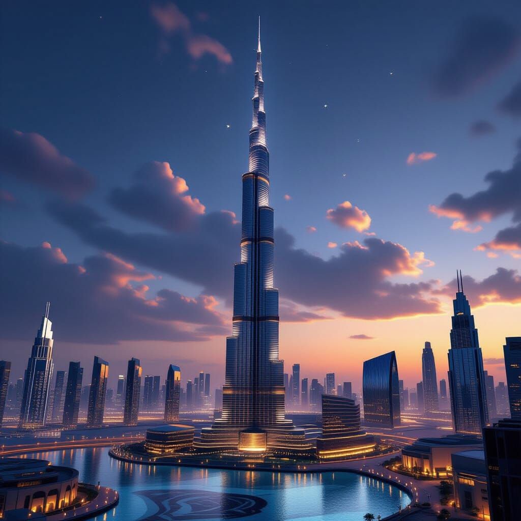 Spectacular Burg Khalifa Tower in 3D Game Style