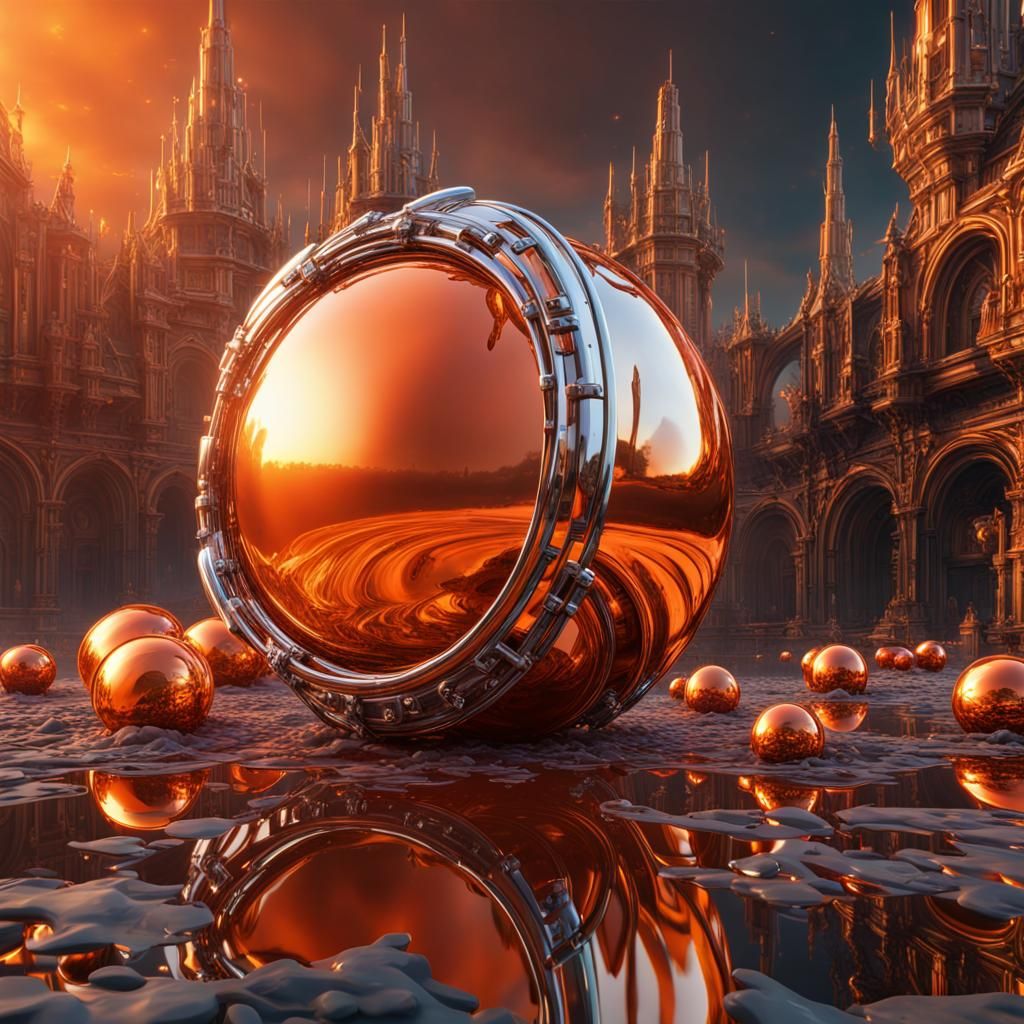 Shiny chrome orange AI Generated Artwork NightCafe Creator