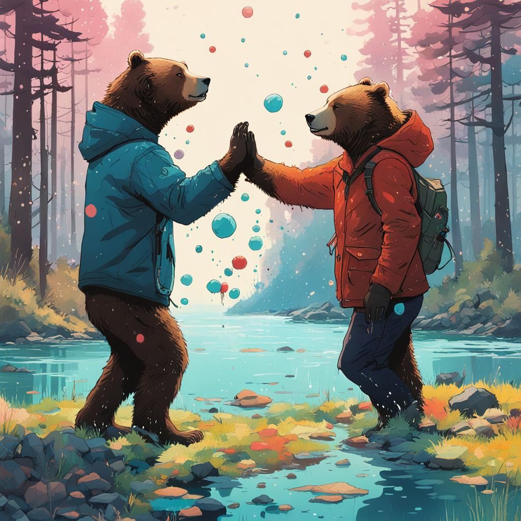 Two-Bears-High-Fiving  by @BrazilIAn_Nerd