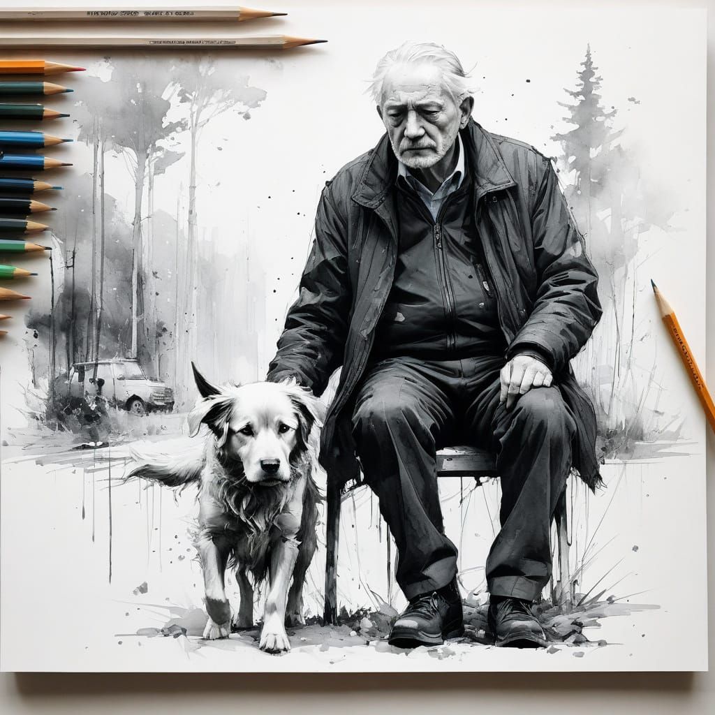 Sketch drawing - Loneliness for two  by @CloST 