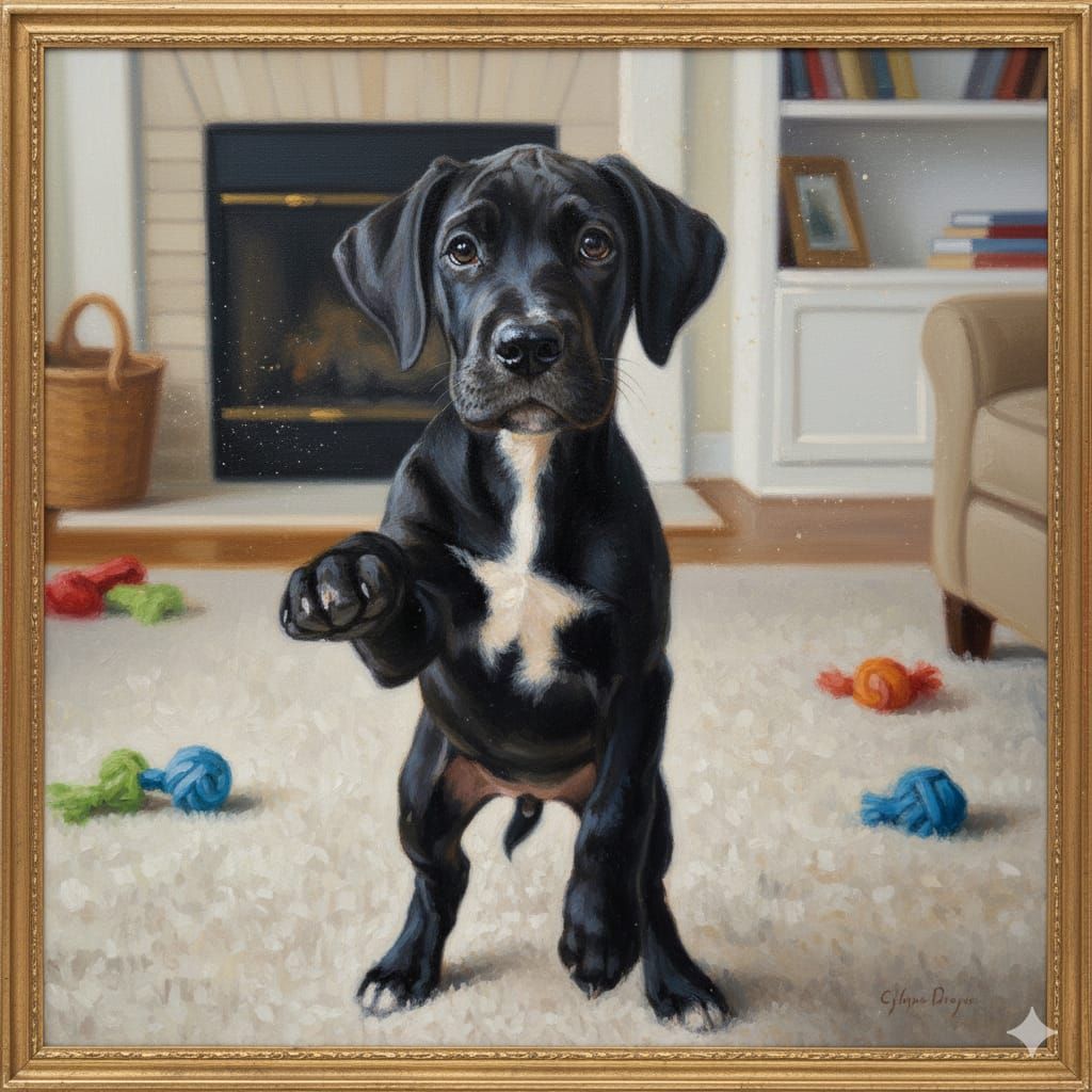 Great Dane Puppy in Oil