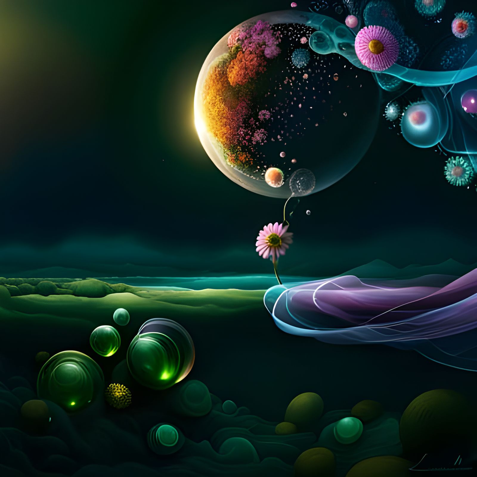 Bubbles in space AI Generated Artwork NightCafe Creator