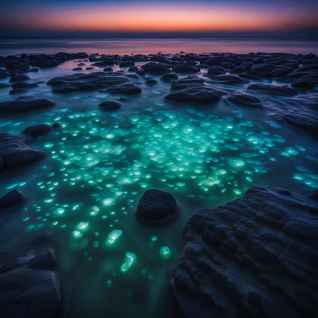 Serene night scene in the ocean 2
