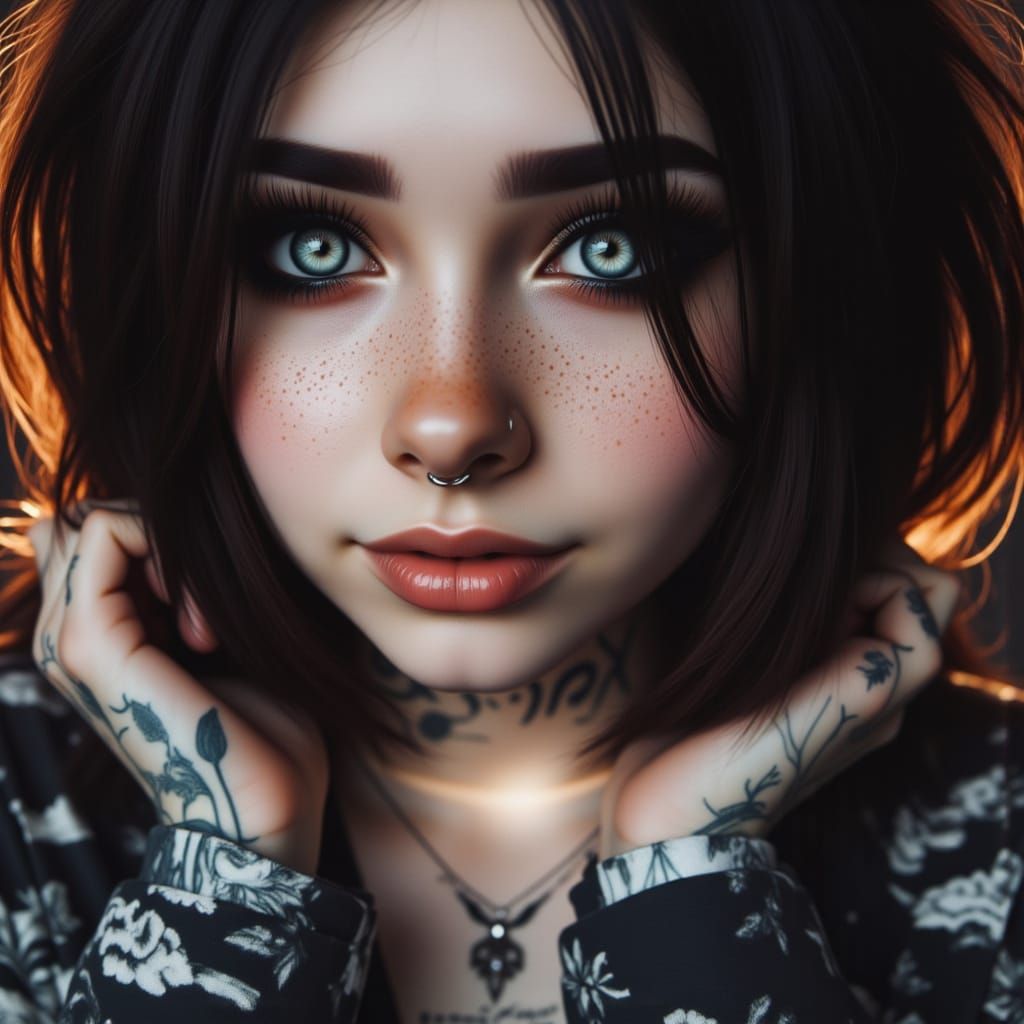 Woman Opens Oven Door, Realistic Style