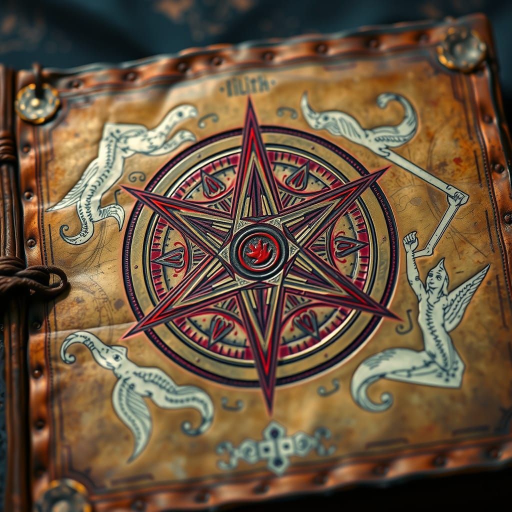 Mystical Sigil of Lilith in Ancient Leather-Bound Tome