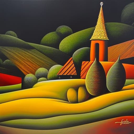A small village nestled in vineyards. The village has a ligh...