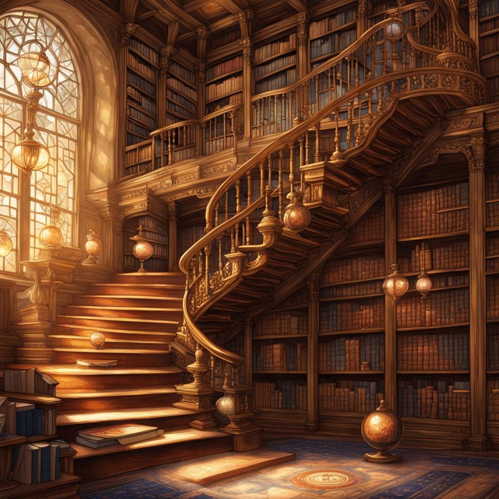 an enchanting library - AI Generated Artwork - NightCafe Creator