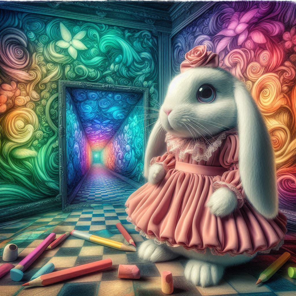 rabbit in the land behind the mirror  by @gladiator