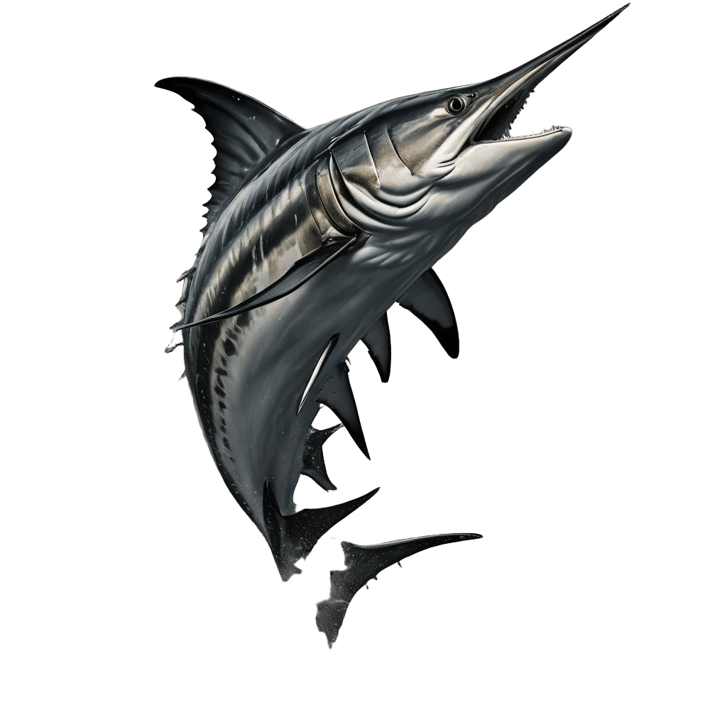 Black Marlin. stormy sea.  