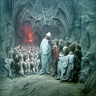 Final Sermon at the burning gates of Hell by Gustave Dore