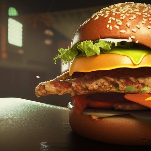 zombie eating a hamburger