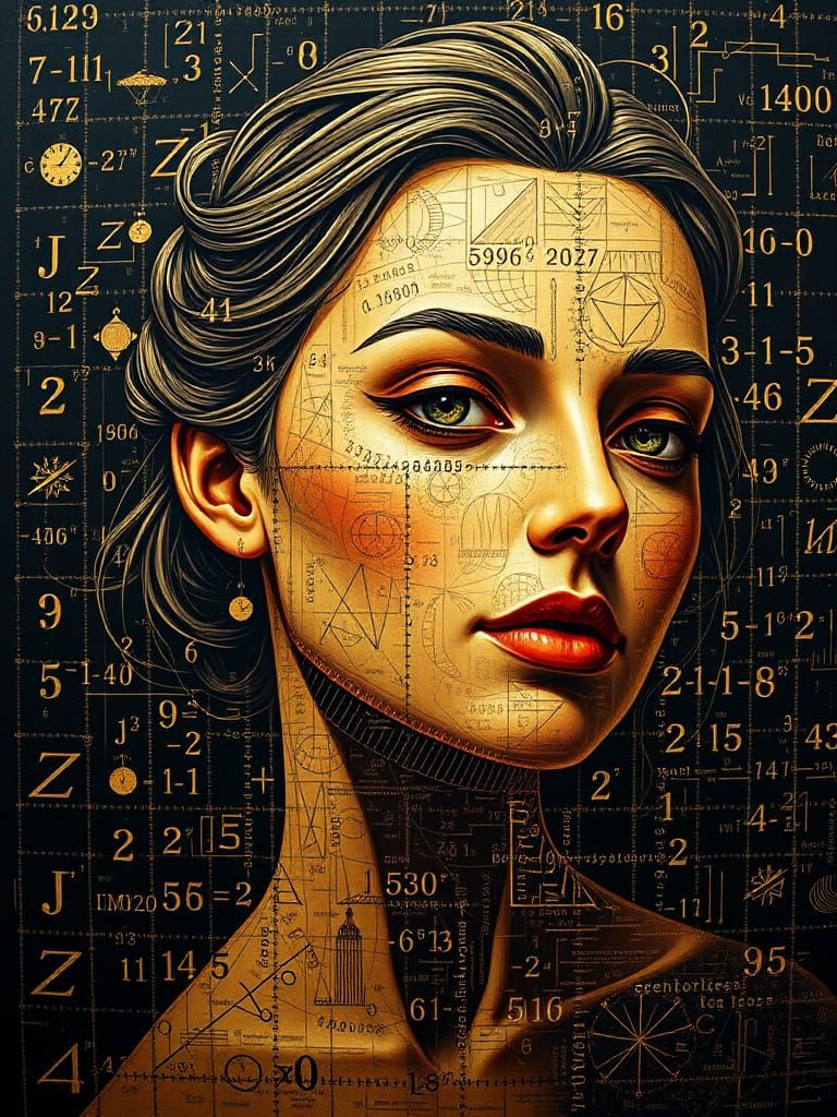 Fibonacci Code Transforms into Vibrant Female Portrait