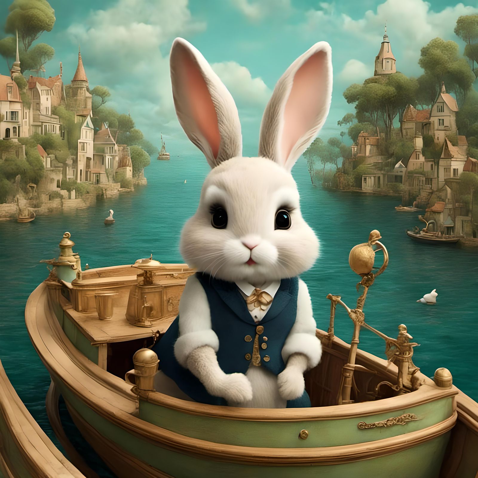 bunny on a boat <lora:Surrealism My Style :1.0>