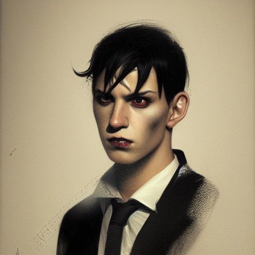 A hyper realistic portrait of a young man with short black h...