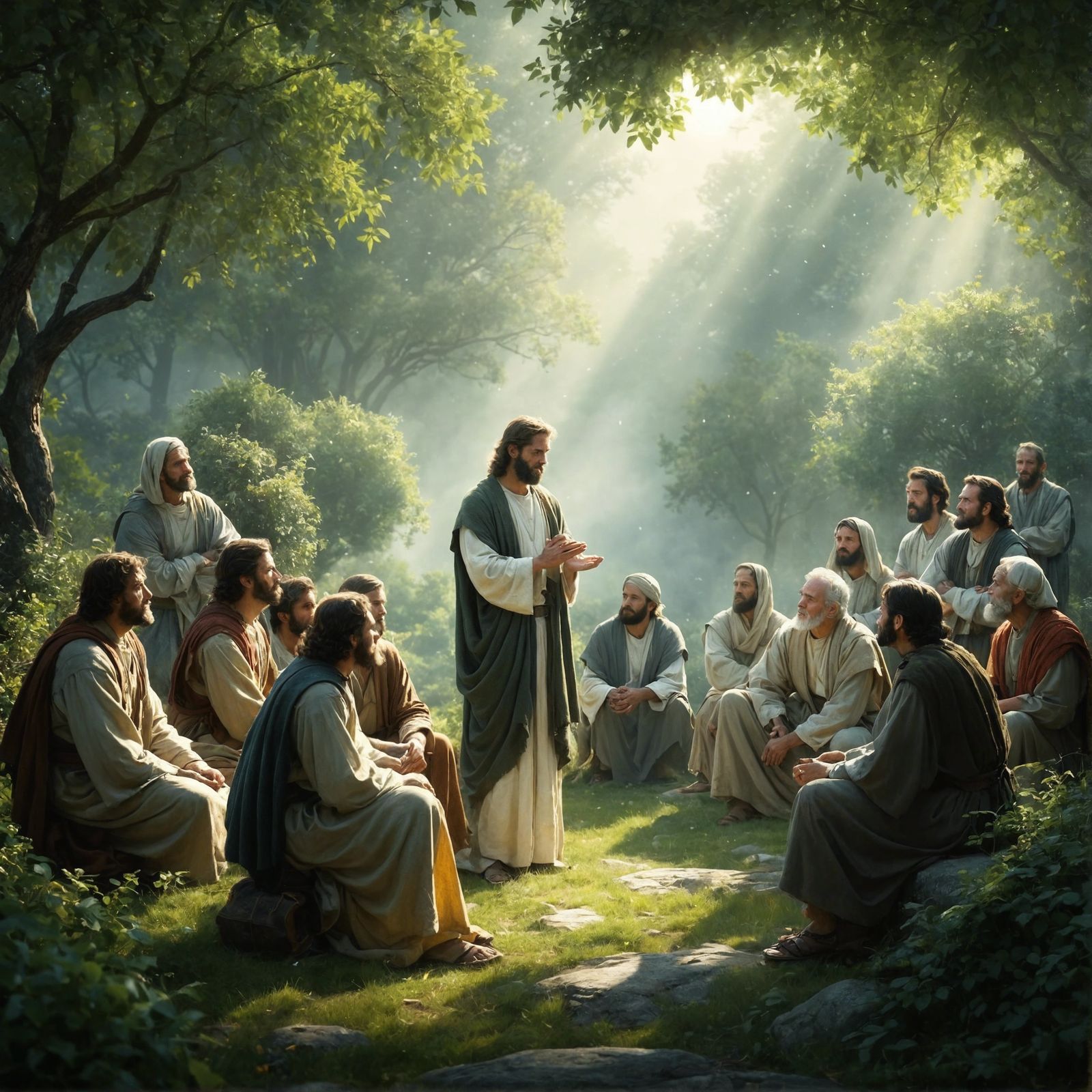 Sermon of Tranquility: The Enlightened One and His Disciples in the Grove of Reflection