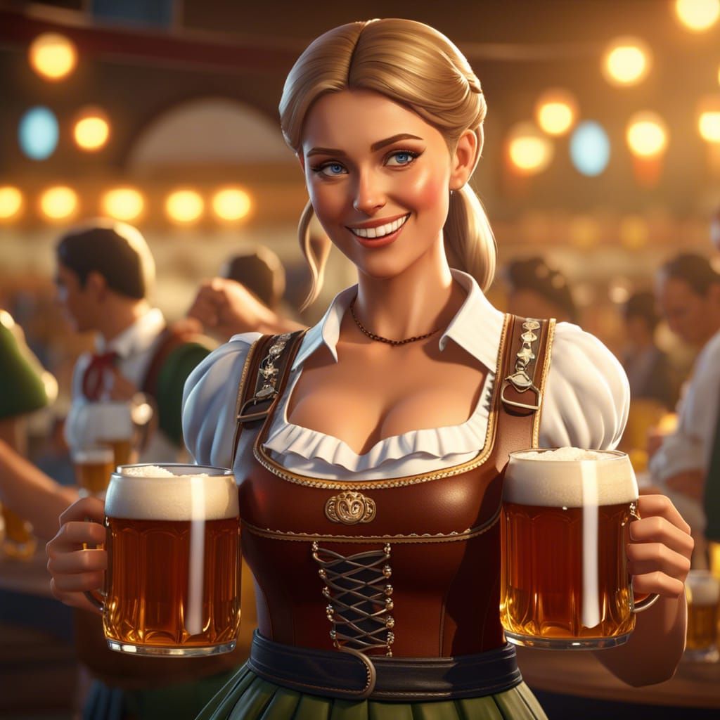 Oktoberfest cutie, surving beer  by @geogirl13
