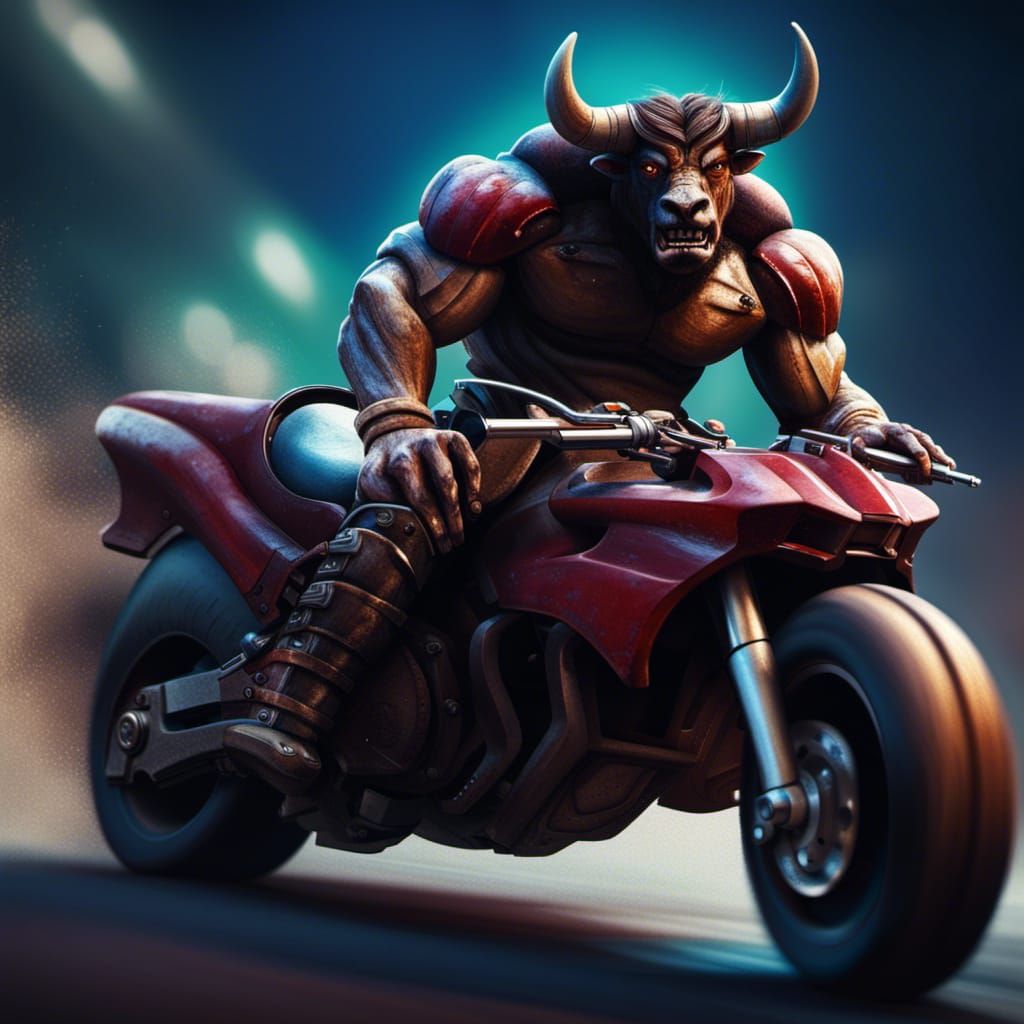 Motorcycle Minotaur - AI Generated Artwork - NightCafe Creator