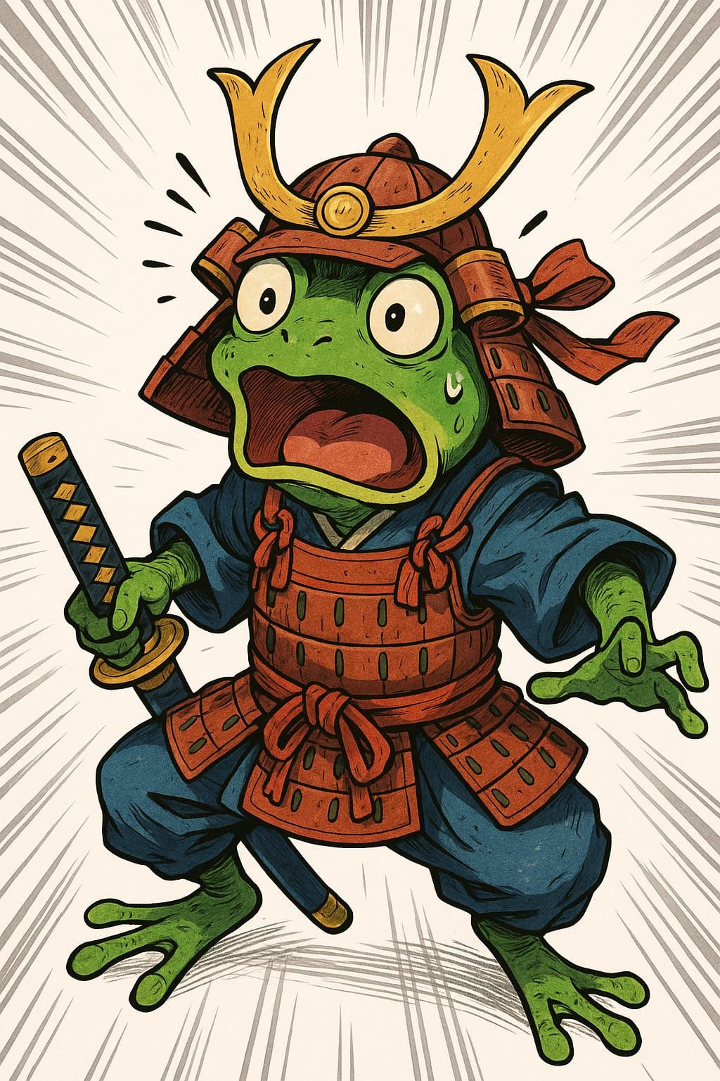 Surprised frog samurai