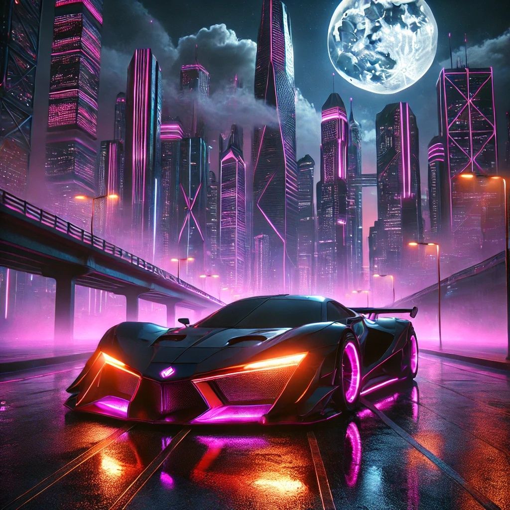 Futuristic Car in Cyberpunk City | DALL-E 3 AI image prompt ...