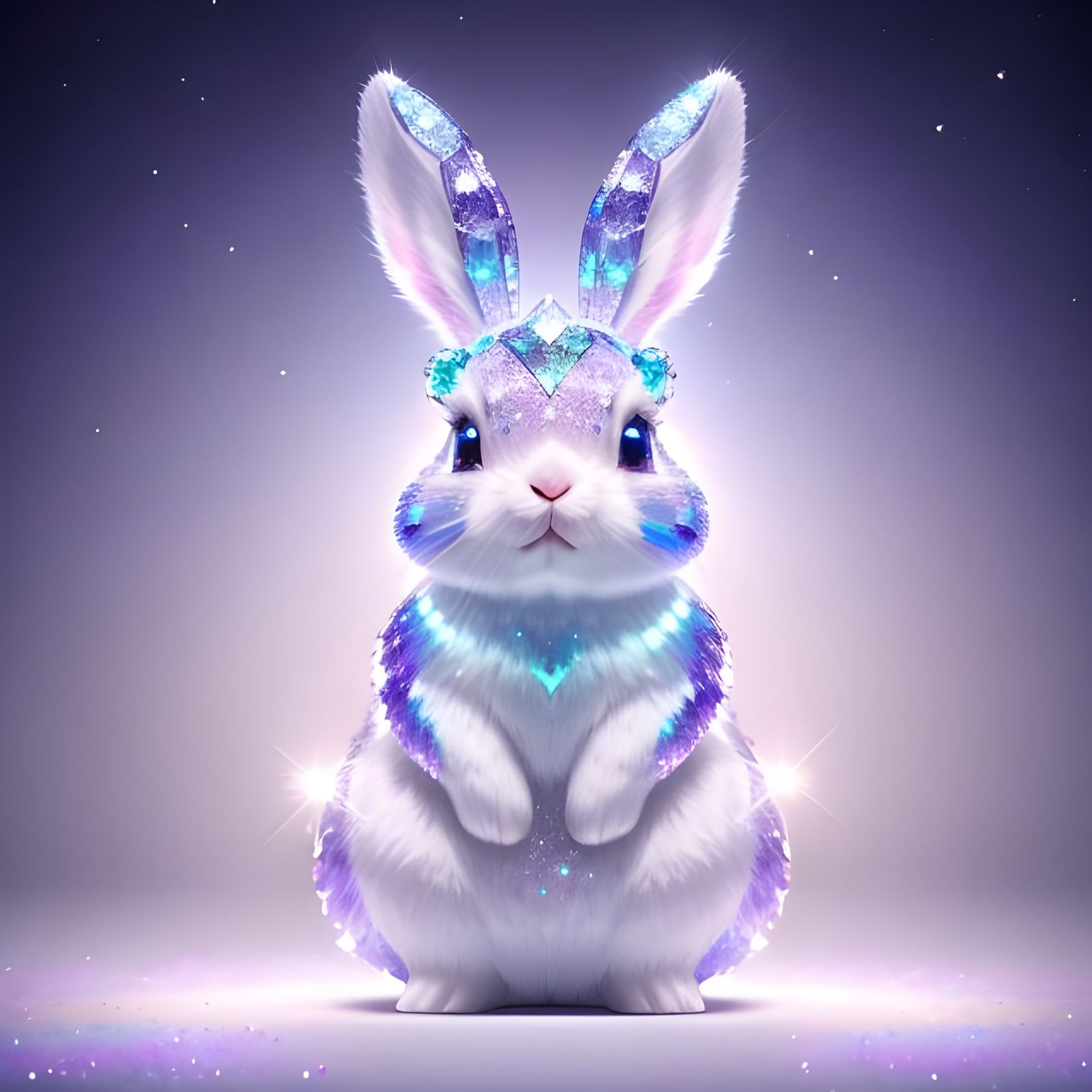 Cute crystallized iridescent bunny