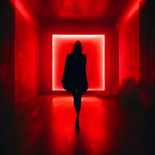 Eerie Silhouette in Red Light