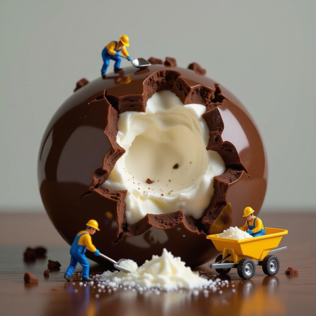 Chocolate Cream Dessert Construction, Whimsical Realism