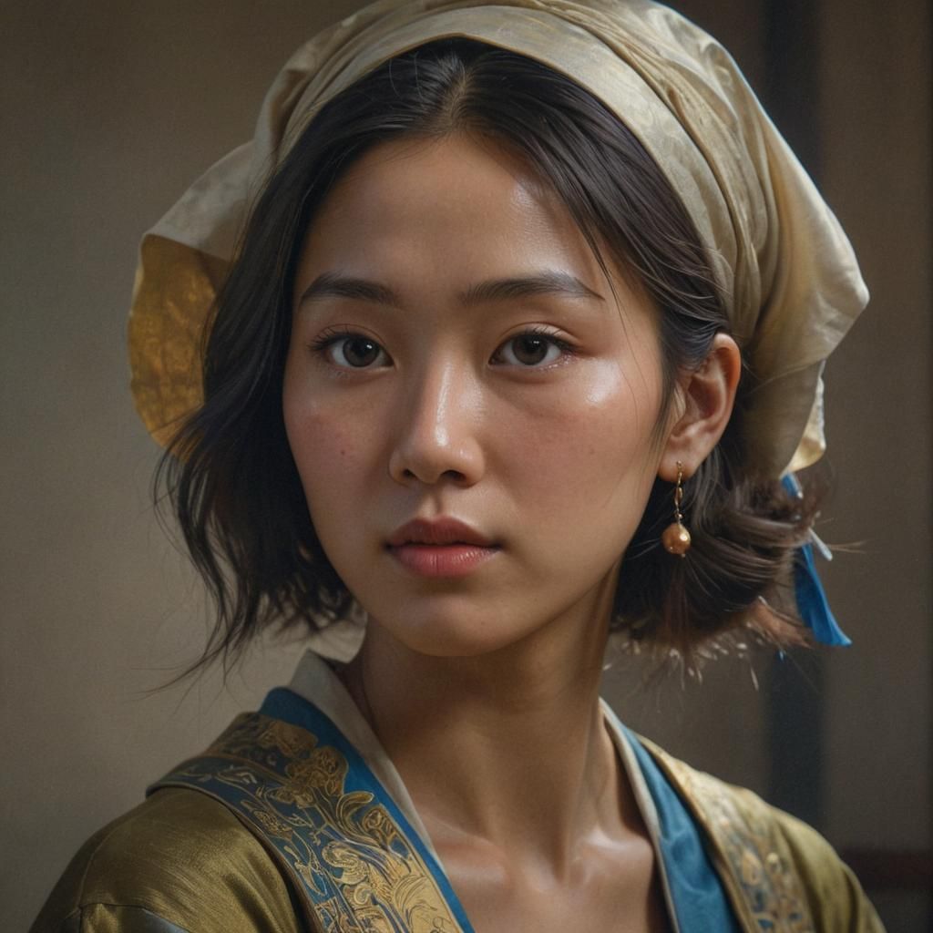Asian with a pearl earring